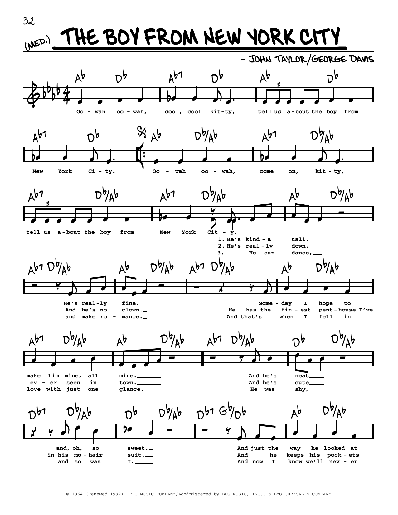 Manhattan Transfer The Boy From New York City (High Voice) Sheet Music Notes & Chords for Real Book – Melody, Lyrics & Chords - Download or Print PDF