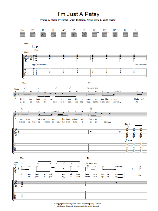 Manic Street Preachers I'm Just A Patsy Sheet Music Notes & Chords for Guitar Tab - Download or Print PDF