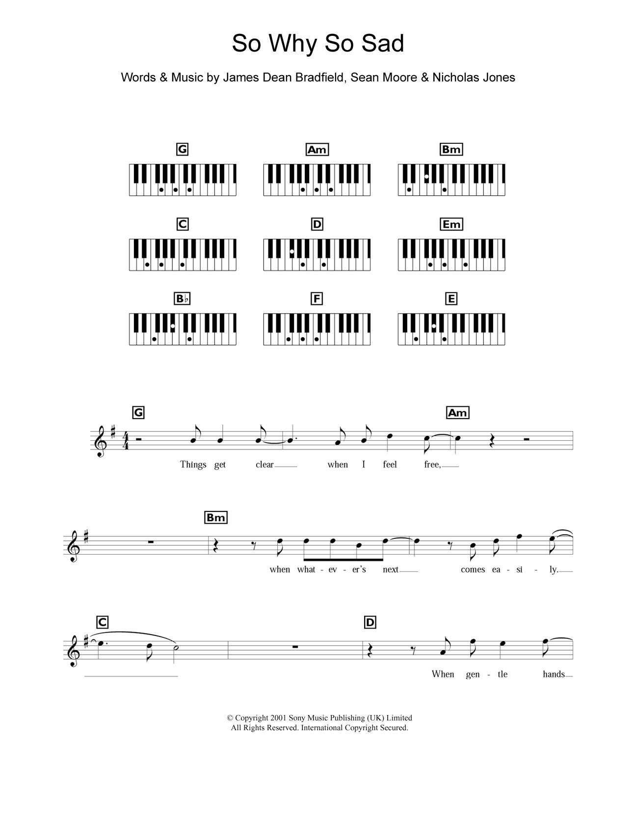 Manic Street Preachers So Why So Sad Sheet Music Notes & Chords for Piano Chords/Lyrics - Download or Print PDF