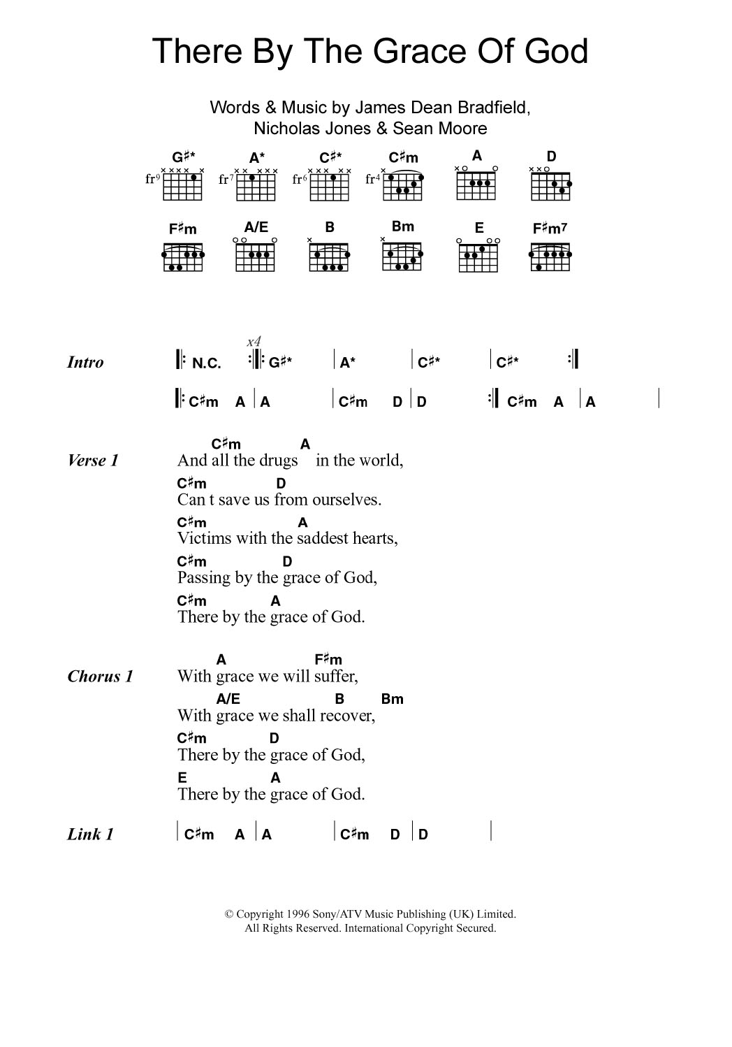 Manic Street Preachers There By The Grace Of God Sheet Music Notes & Chords for Guitar Chords/Lyrics - Download or Print PDF