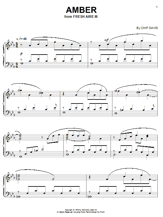 Mannheim Steamroller Amber Sheet Music Notes & Chords for Piano - Download or Print PDF