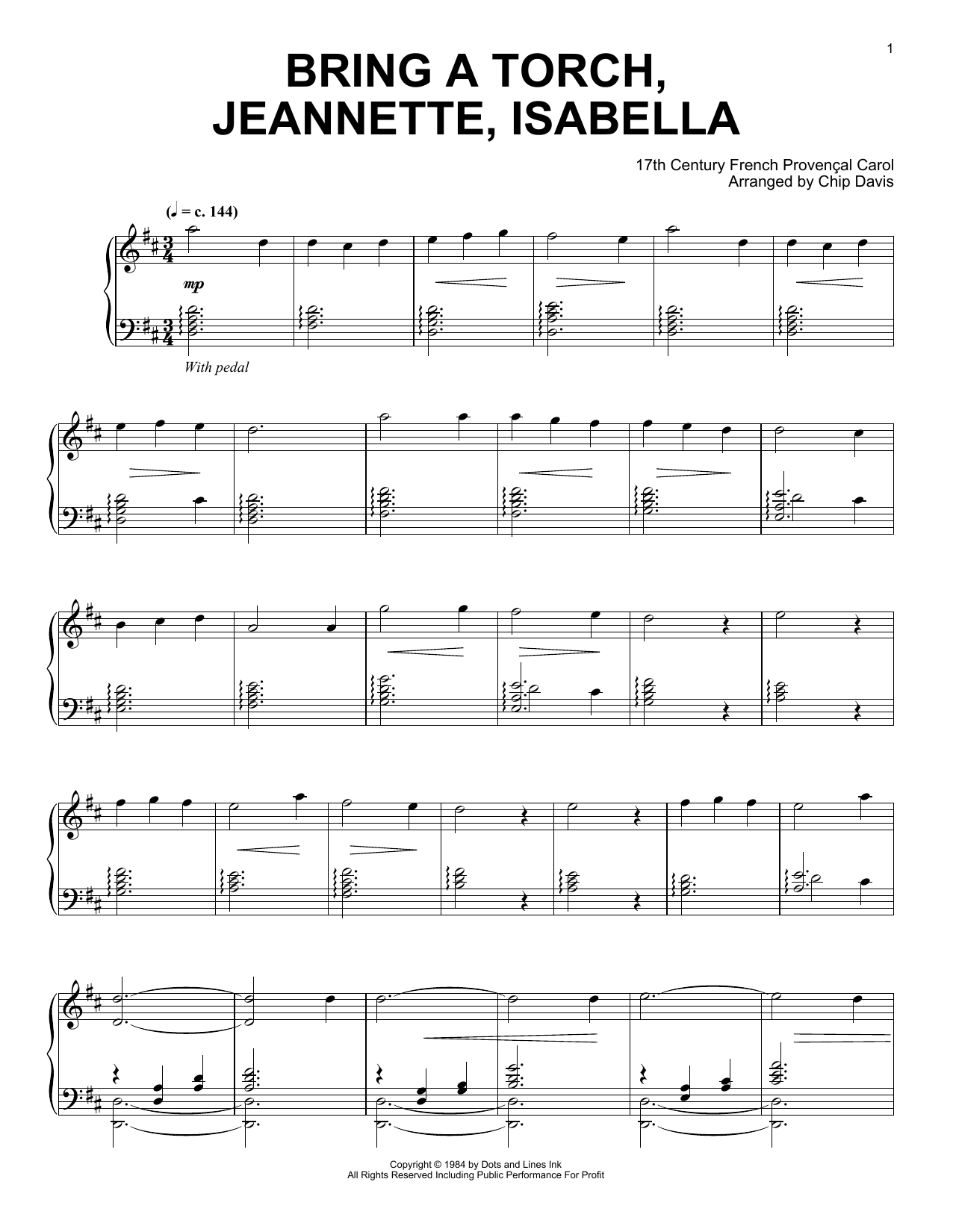 Mannheim Steamroller Bring A Torch, Jeanette Isabella Sheet Music Notes & Chords for Piano Solo - Download or Print PDF