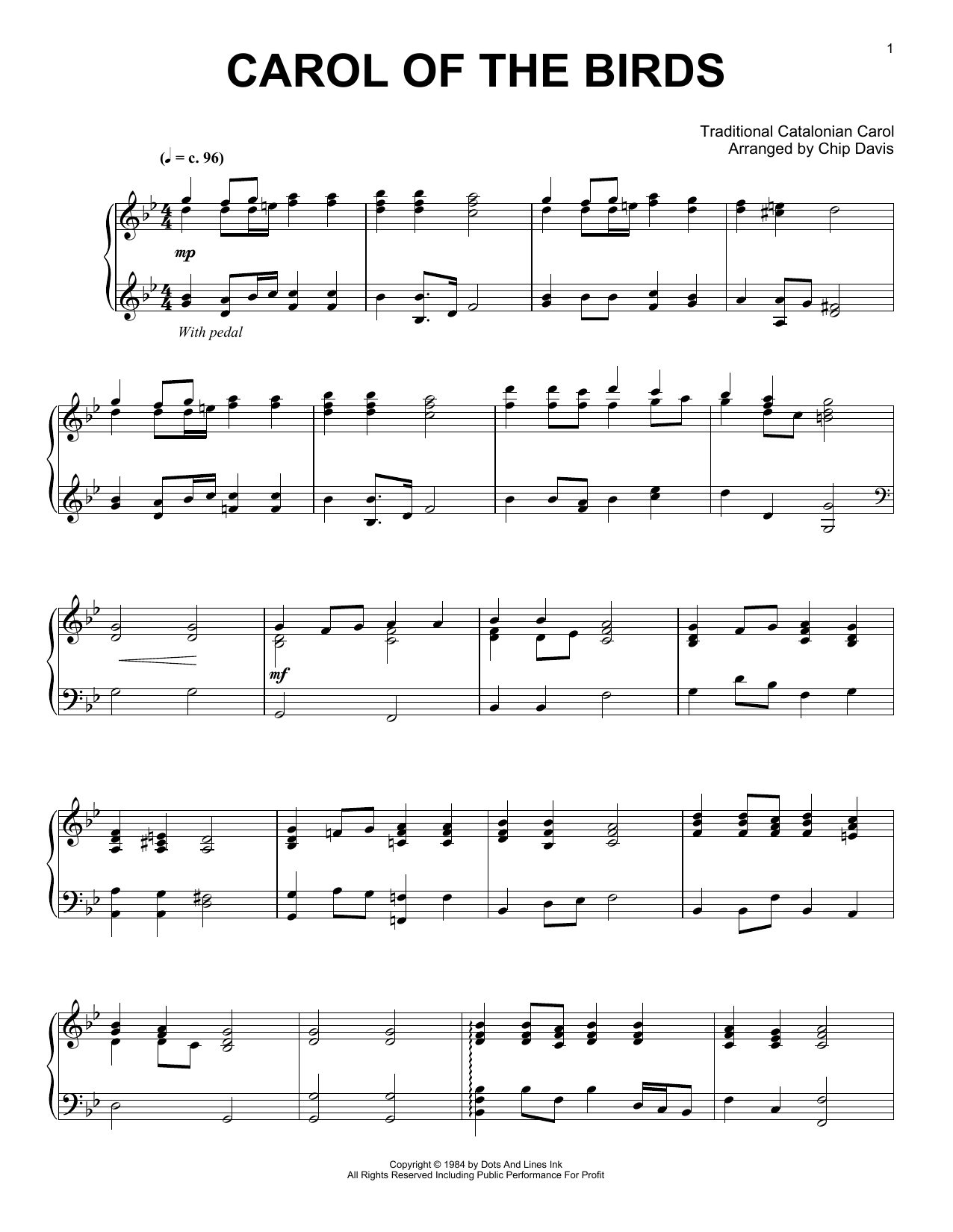 Mannheim Steamroller Carol Of The Birds Sheet Music Notes & Chords for Piano Solo - Download or Print PDF