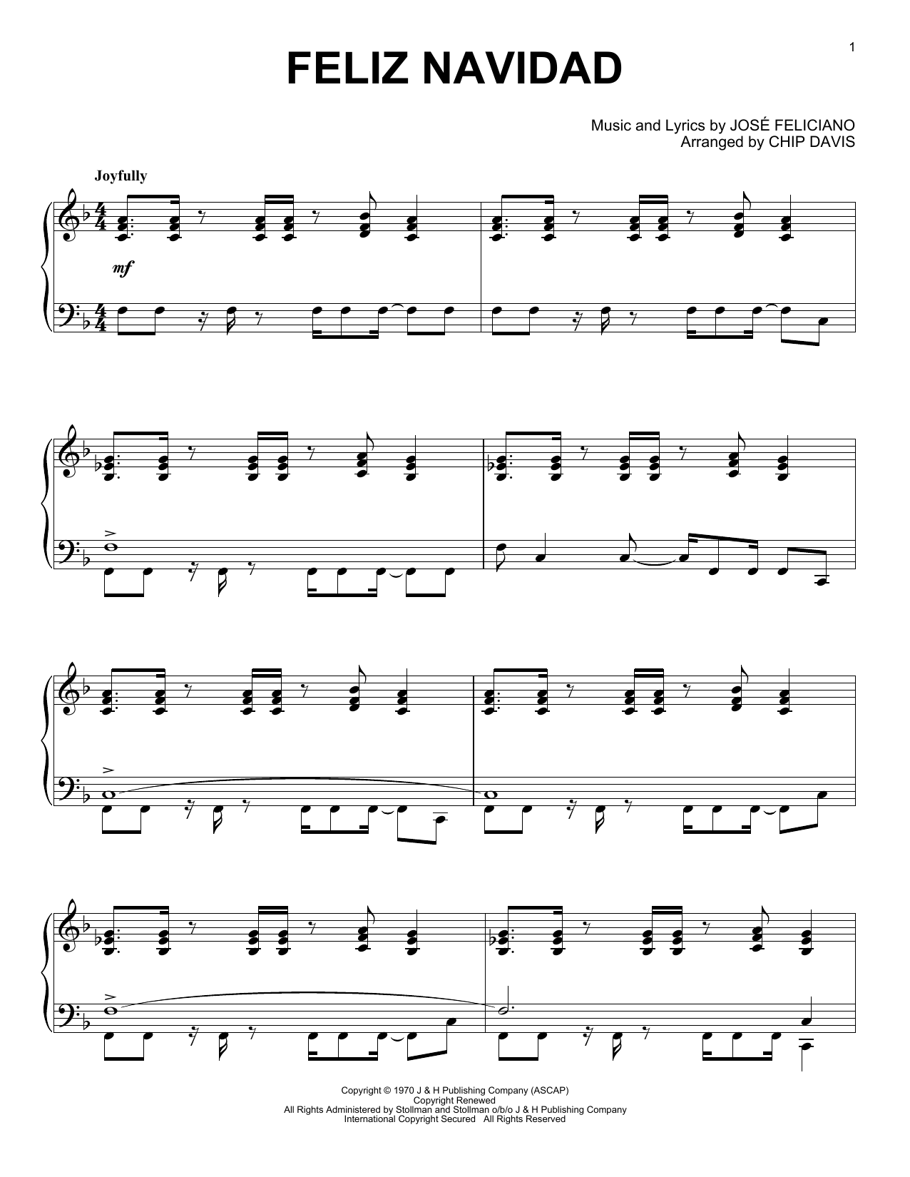 Mannheim Steamroller Feliz Navidad Sheet Music Notes & Chords for Piano - Download or Print PDF