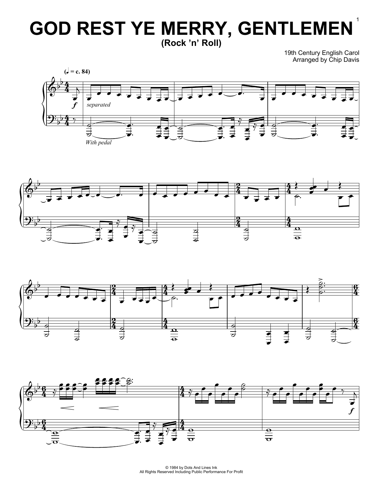 Mannheim Steamroller God Rest Ye Merry Gentlemen (Rock Version) Sheet Music Notes & Chords for Piano Solo - Download or Print PDF