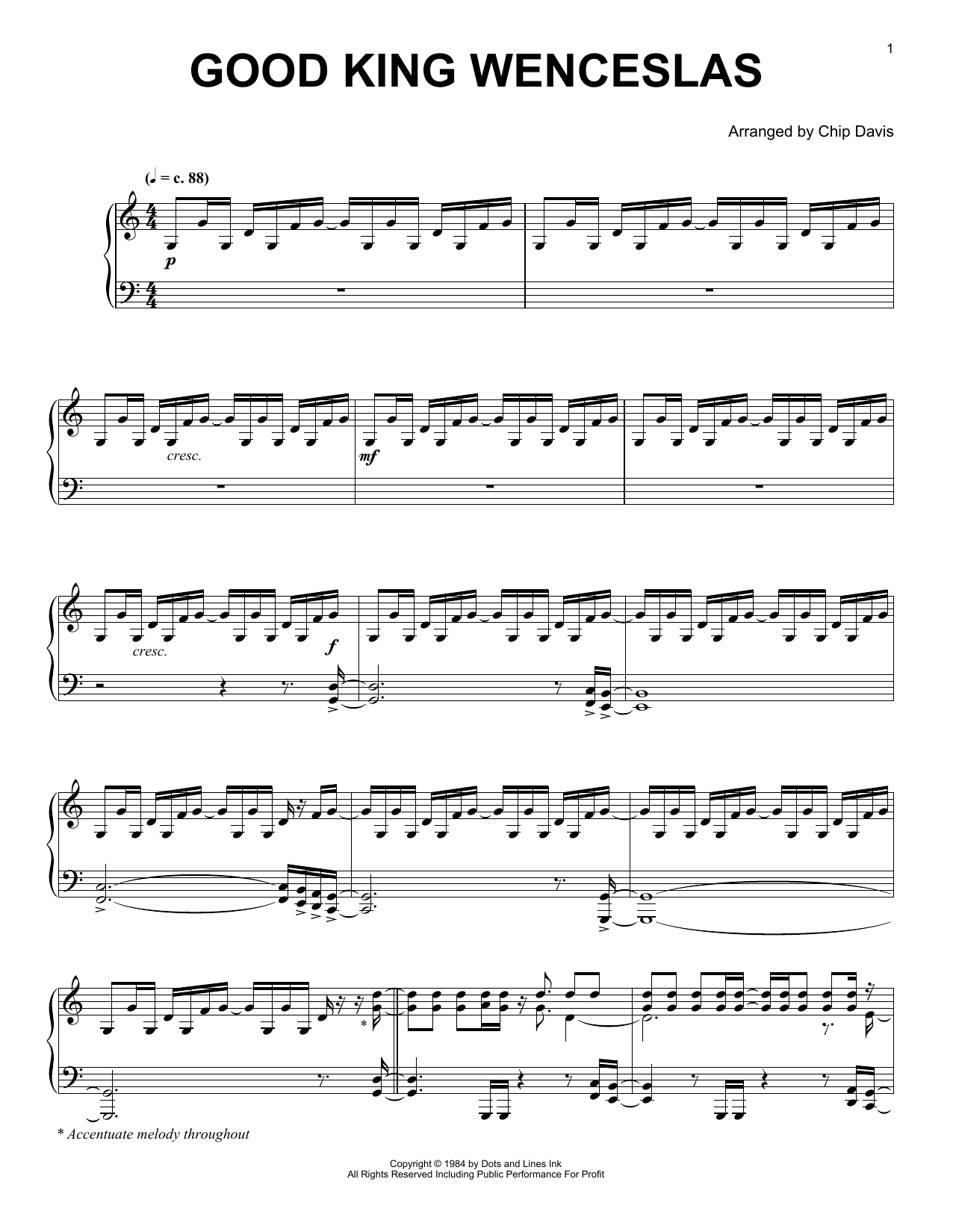 Mannheim Steamroller Good King Wenceslas Sheet Music Notes & Chords for Piano Solo - Download or Print PDF