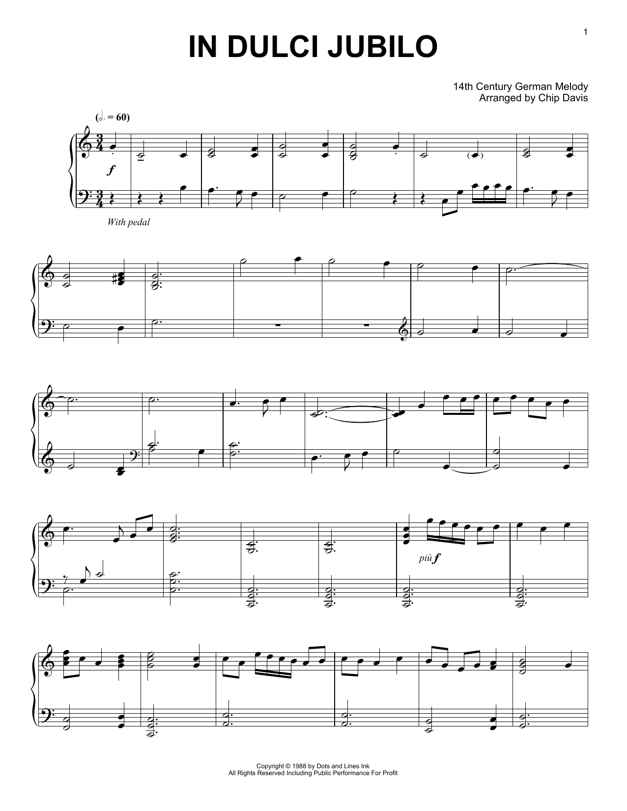 Mannheim Steamroller In Dulci Jubilo Sheet Music Notes & Chords for Piano Solo - Download or Print PDF