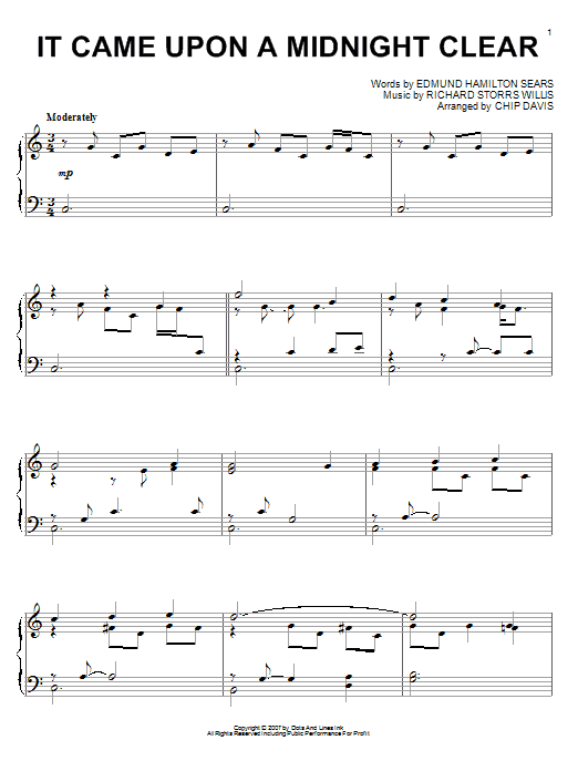 Mannheim Steamroller It Came Upon A Midnight Clear Sheet Music Notes & Chords for Piano - Download or Print PDF