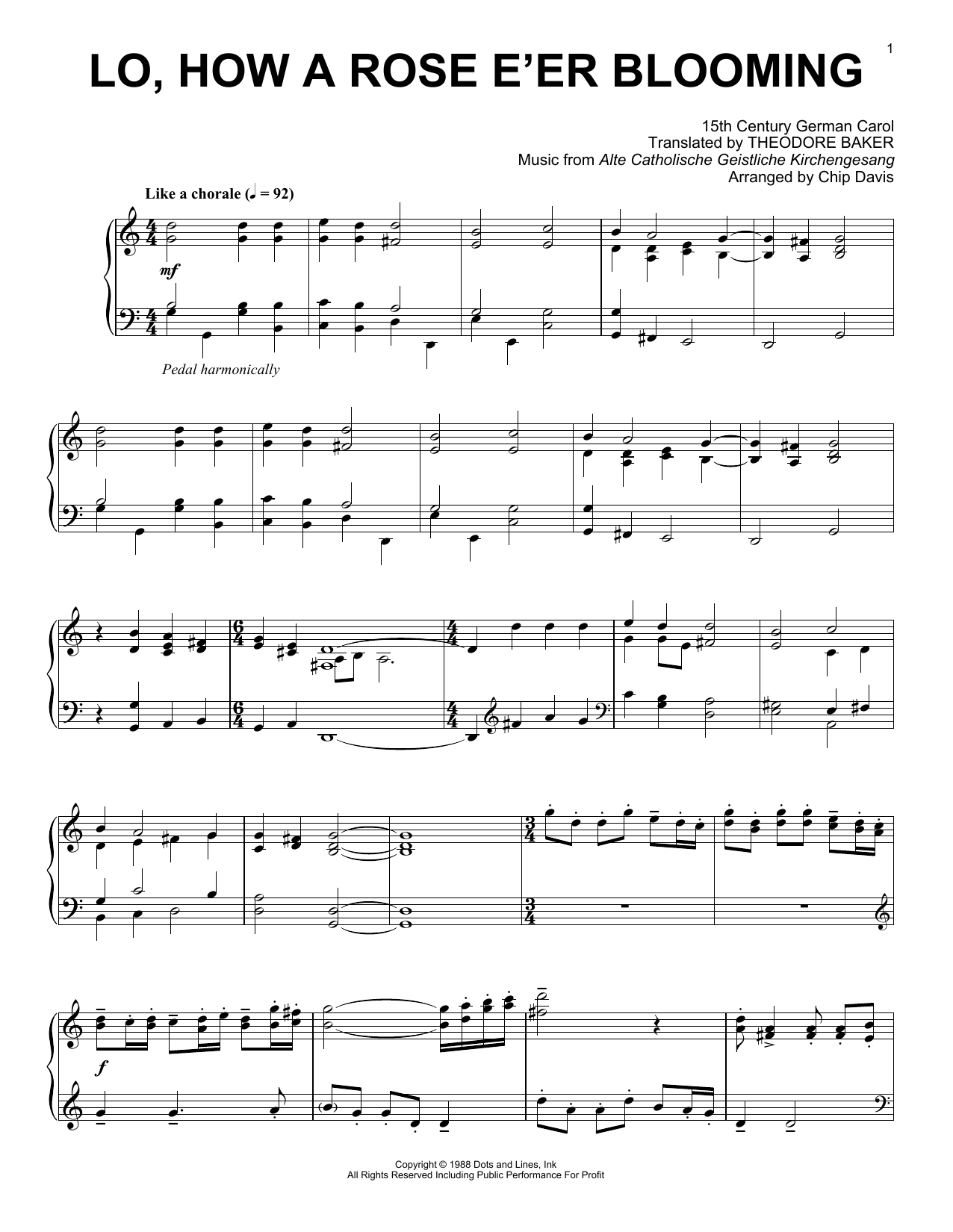 Mannheim Steamroller Lo, How A Rose E'er Blooming Sheet Music Notes & Chords for Piano Solo - Download or Print PDF