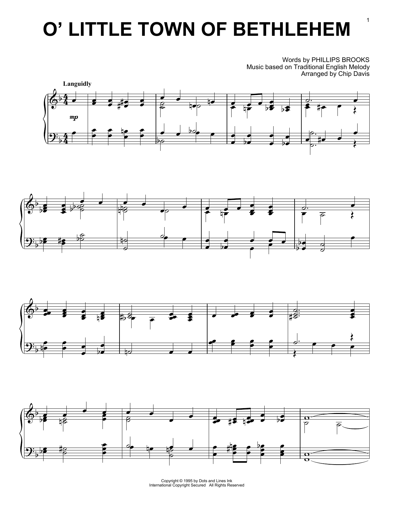 Mannheim Steamroller O' Little Town Of Bethlehem Sheet Music Notes & Chords for Piano Solo - Download or Print PDF