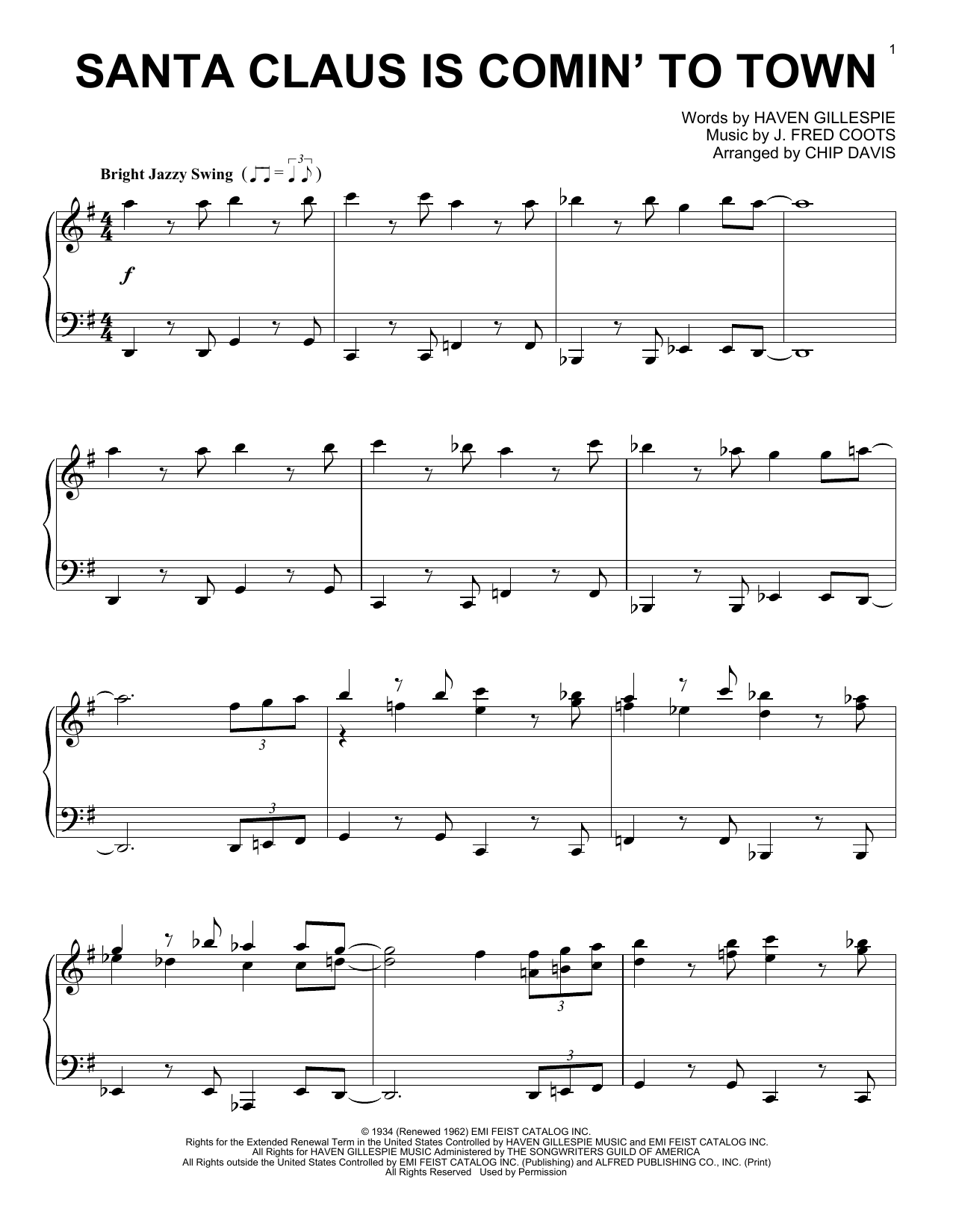 Mannheim Steamroller Santa Claus Is Comin' To Town Sheet Music Notes & Chords for Piano - Download or Print PDF
