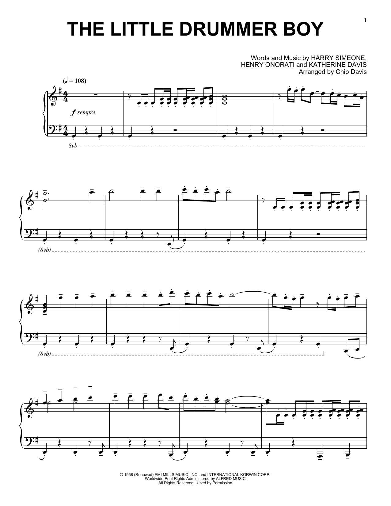 Mannheim Steamroller The Little Drummer Boy Sheet Music Notes & Chords for Piano Solo - Download or Print PDF