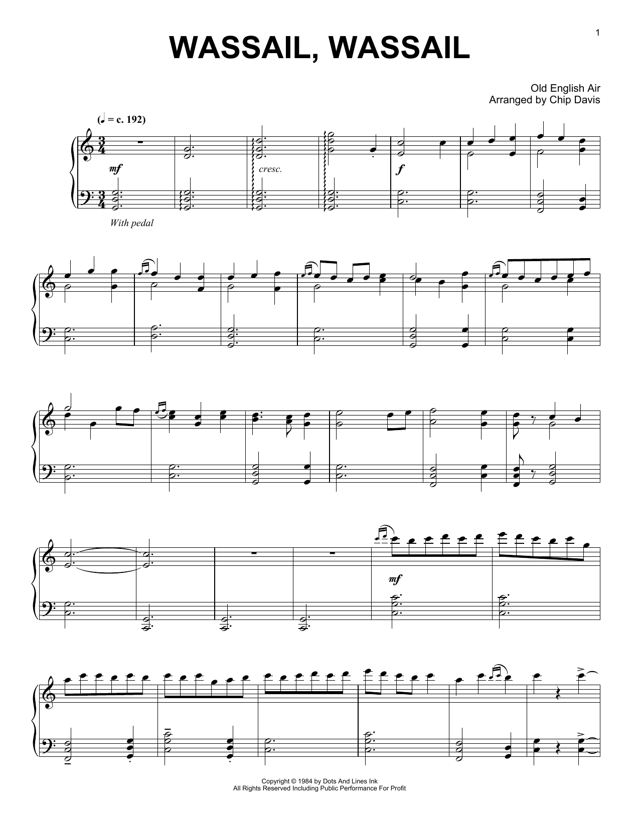 Mannheim Steamroller Wassail, Wassail Sheet Music Notes & Chords for Piano Solo - Download or Print PDF