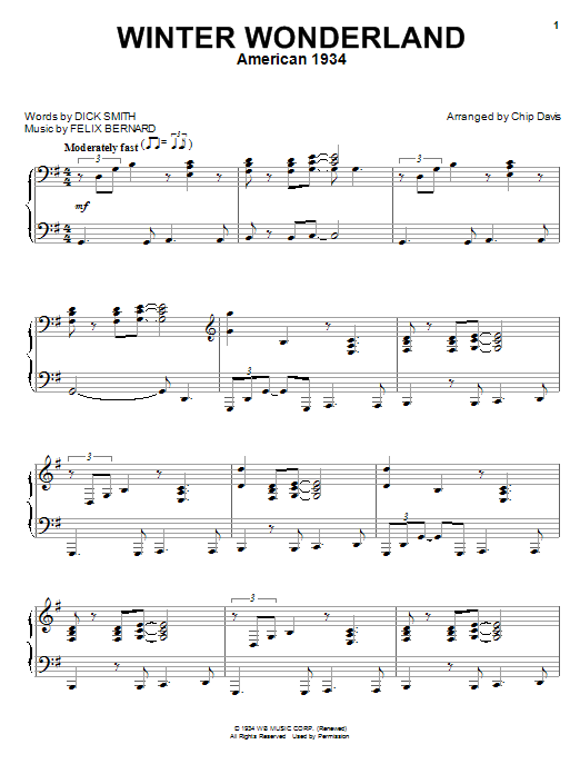 Mannheim Steamroller Winter Wonderland Sheet Music Notes & Chords for Piano Solo - Download or Print PDF