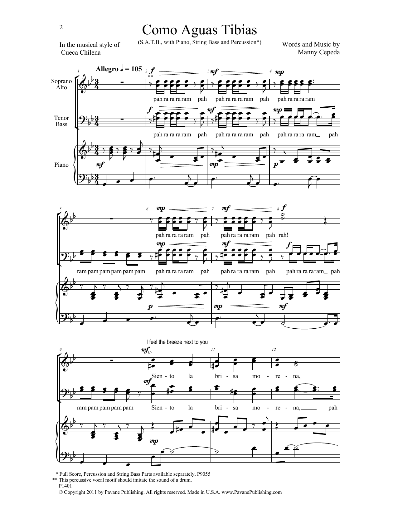 Manny Cepeda Como Aguas Tibias Sheet Music Notes & Chords for Choral - Download or Print PDF