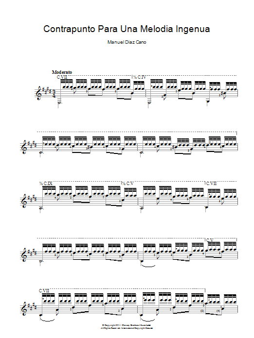Manuel Díaz Cano Contrapunto Para Una Melodia Ingenua Sheet Music Notes & Chords for Guitar - Download or Print PDF