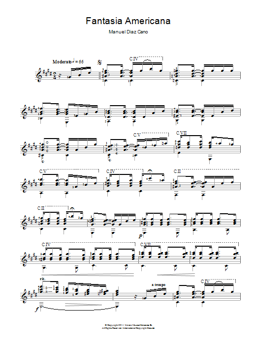 Manuel Díaz Cano Fantasia Americana Sheet Music Notes & Chords for Guitar - Download or Print PDF