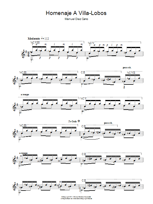 Manuel Díaz Cano Homenaje A Villa-Lobos Sheet Music Notes & Chords for Guitar - Download or Print PDF