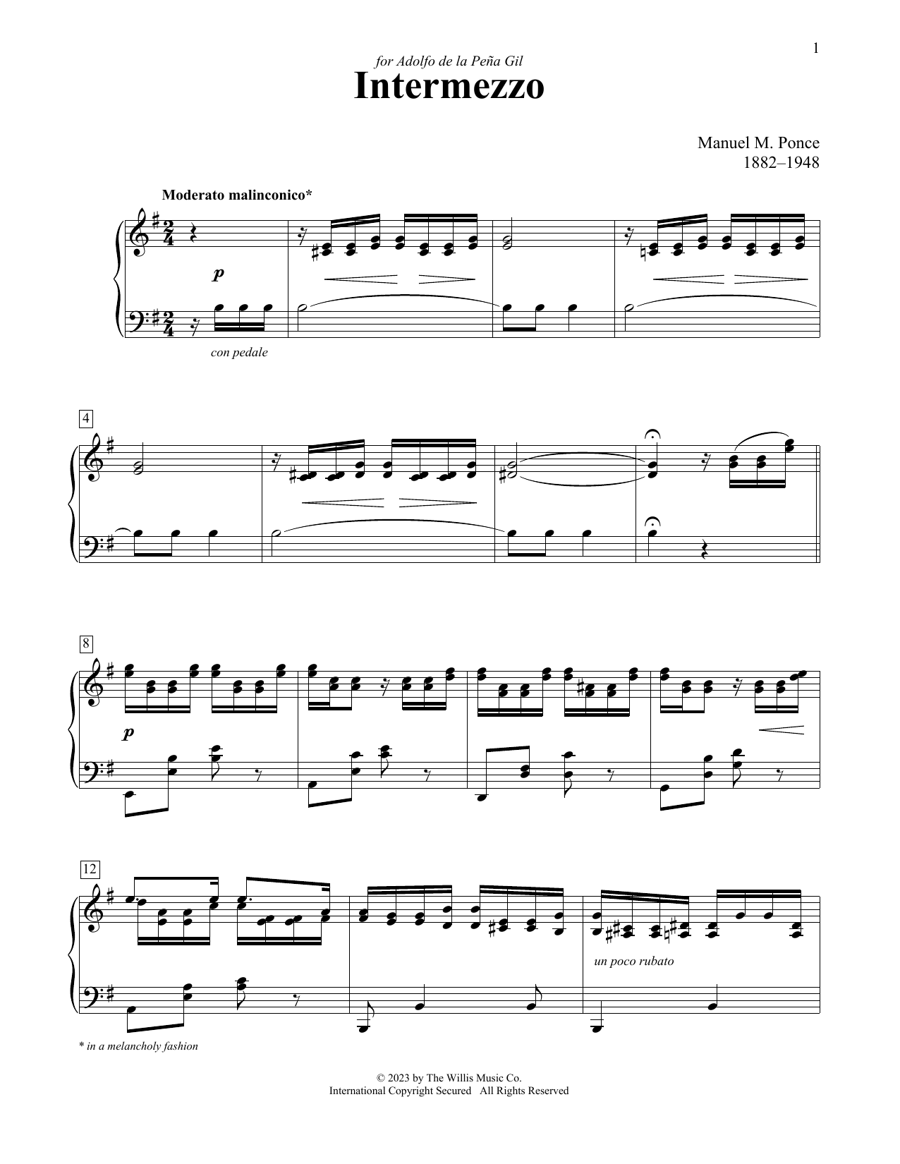Manuel Ponce Intermezzo Sheet Music Notes & Chords for Educational Piano - Download or Print PDF