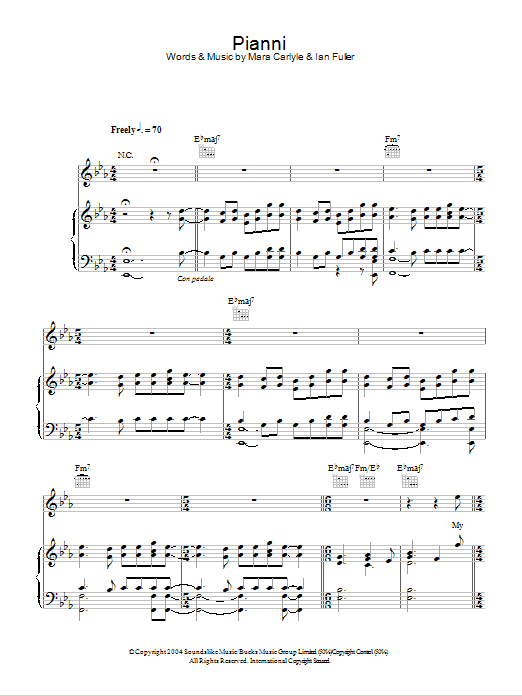Mara Carlyle Pianni Sheet Music Notes & Chords for Piano, Vocal & Guitar - Download or Print PDF