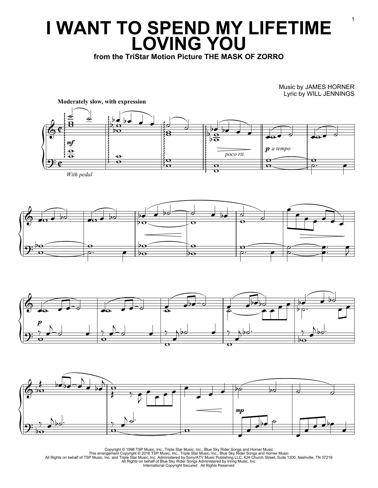 Marc Anthony and Tina Arena I Want To Spend My Lifetime Loving You Sheet Music Notes & Chords for Piano - Download or Print PDF