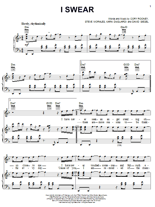 Marc Anthony I Swear Sheet Music Notes & Chords for Piano, Vocal & Guitar (Right-Hand Melody) - Download or Print PDF Marc Anthony I Swear Sheet Music Notes & Chords for Piano, Vocal & Guitar (Right-Hand Melody) - Download or Print PDF