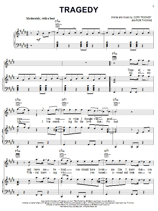Marc Anthony Tragedy Sheet Music Notes & Chords for Piano, Vocal & Guitar (Right-Hand Melody) - Download or Print PDF