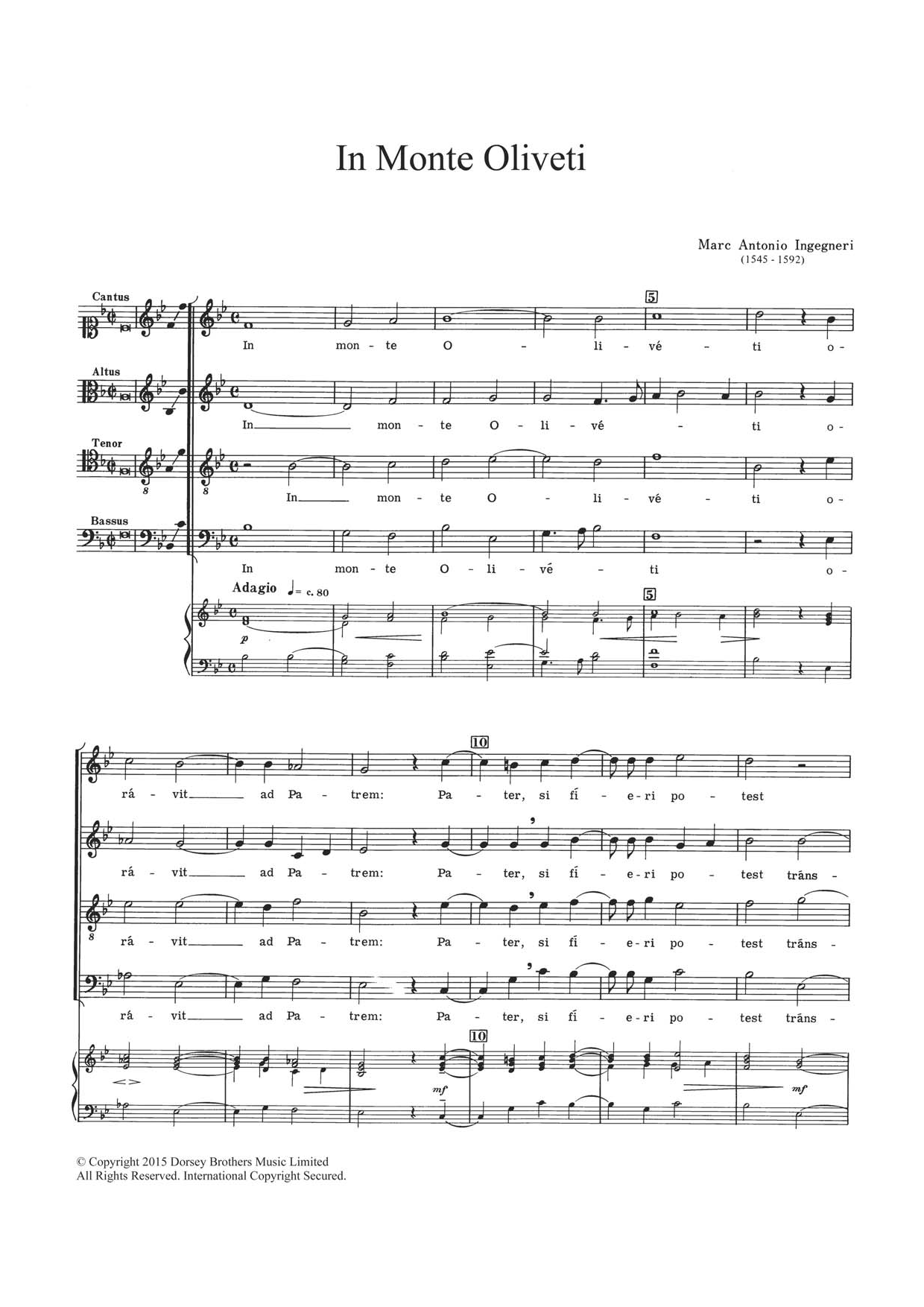 Marc Antonio Ingegneri In Monte Oliveti Sheet Music Notes & Chords for Choir - Download or Print PDF