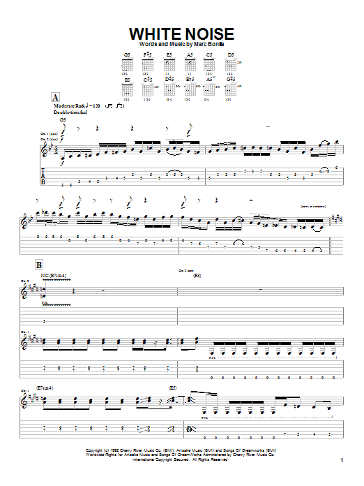 Marc Bonilla White Noise Sheet Music Notes & Chords for Guitar Tab - Download or Print PDF