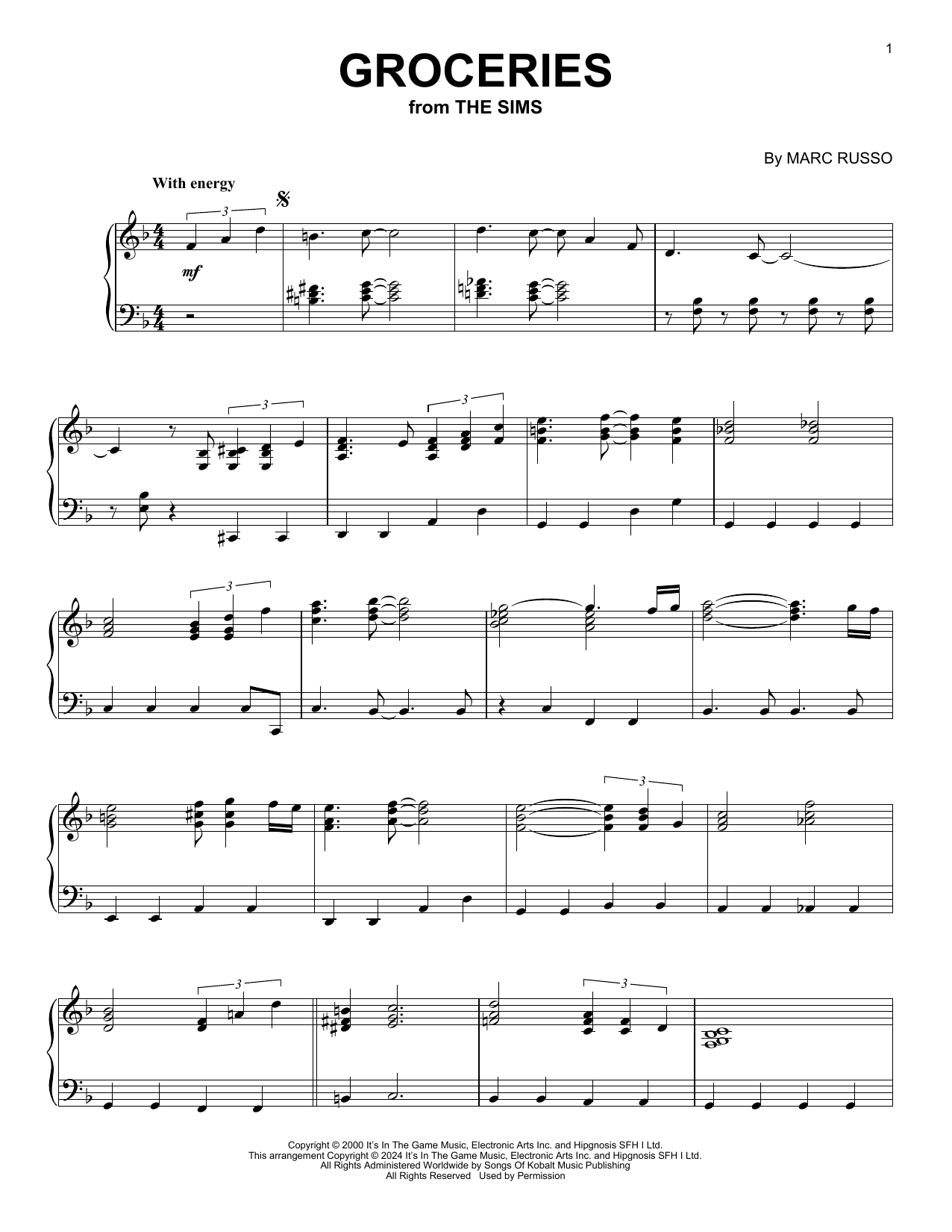 Marc Russo Groceries (from The Sims) Sheet Music Notes & Chords for Piano Solo - Download or Print PDF