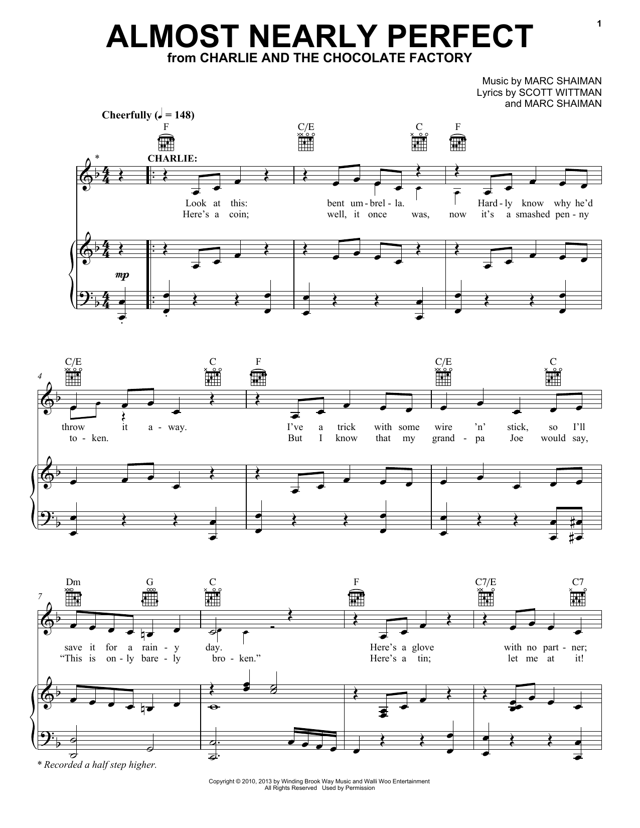 Marc Shaiman & Scott Wittman Almost Nearly Perfect Sheet Music Notes & Chords for Piano, Vocal & Guitar (Right-Hand Melody) - Download or Print PDF