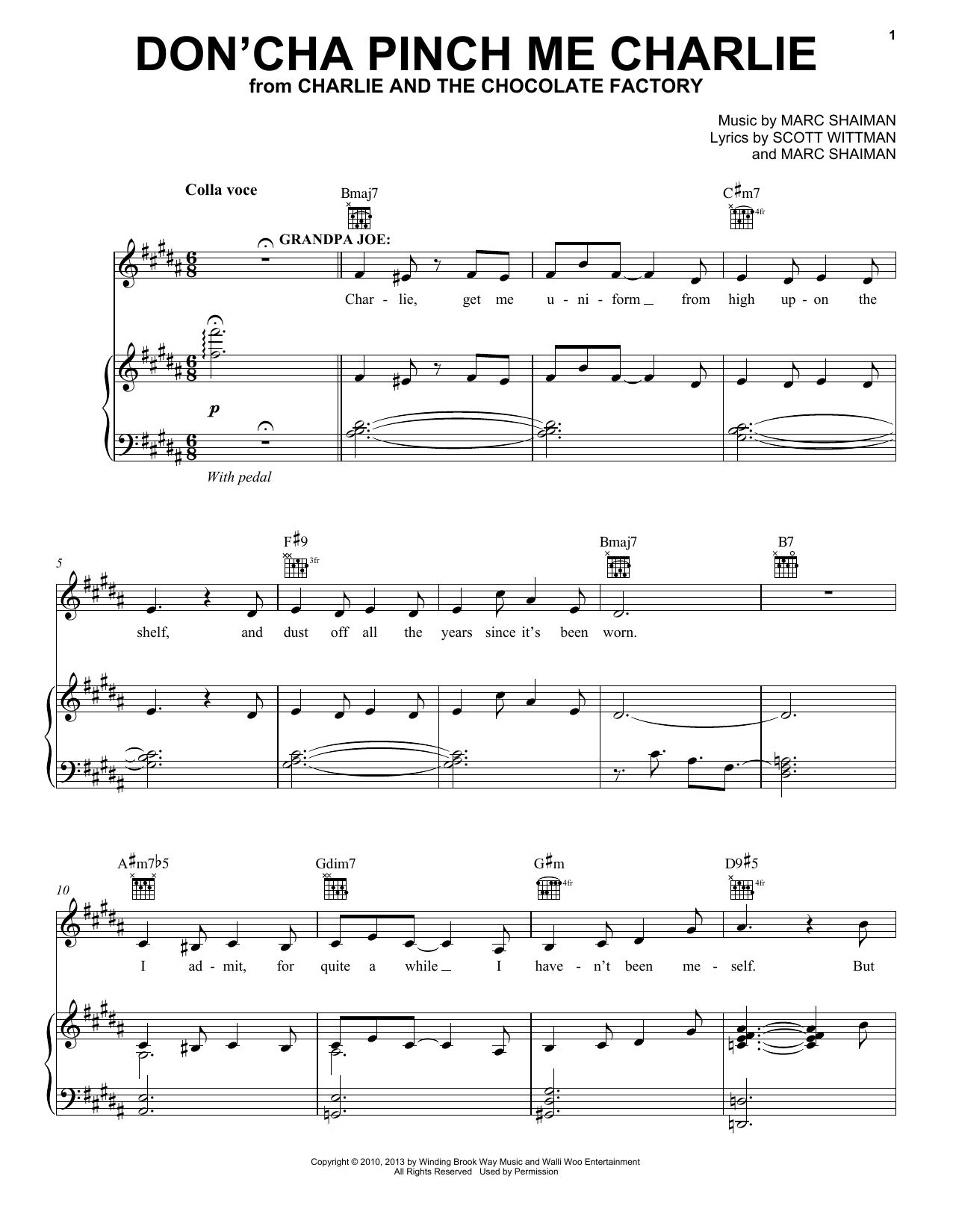 Marc Shaiman & Scott Wittman Don'cha Pinch Me Charlie Sheet Music Notes & Chords for Piano, Vocal & Guitar (Right-Hand Melody) - Download or Print PDF