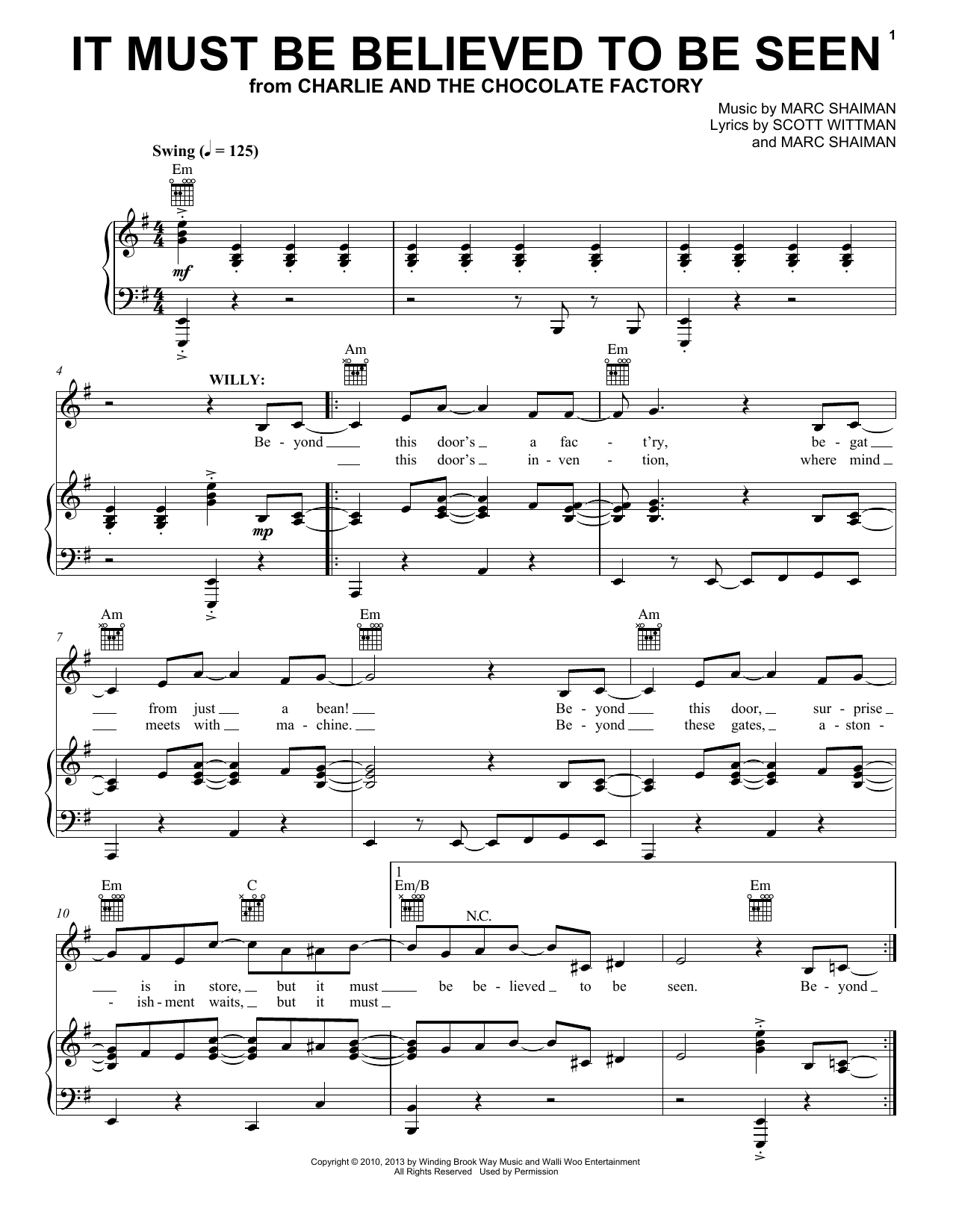 Marc Shaiman & Scott Wittman It Must Be Believed To Be Seen Sheet Music Notes & Chords for Piano, Vocal & Guitar (Right-Hand Melody) - Download or Print PDF