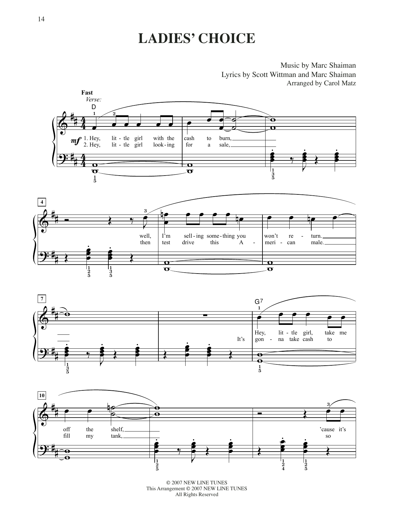 Marc Shaiman & Scott Wittman Ladies Choice (from Hairspray) (arr. Carol Matz) Sheet Music Notes & Chords for Easy Piano - Download or Print PDF