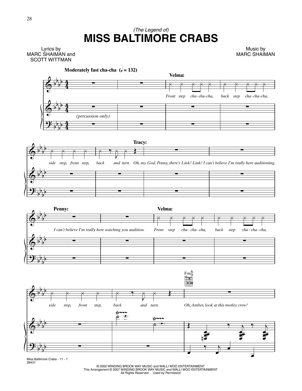 Marc Shaiman & Scott Wittman Miss Baltimore Crabs (from Hairspray) Sheet Music Notes & Chords for Piano, Vocal & Guitar Chords (Right-Hand Melody) - Download or Print PDF