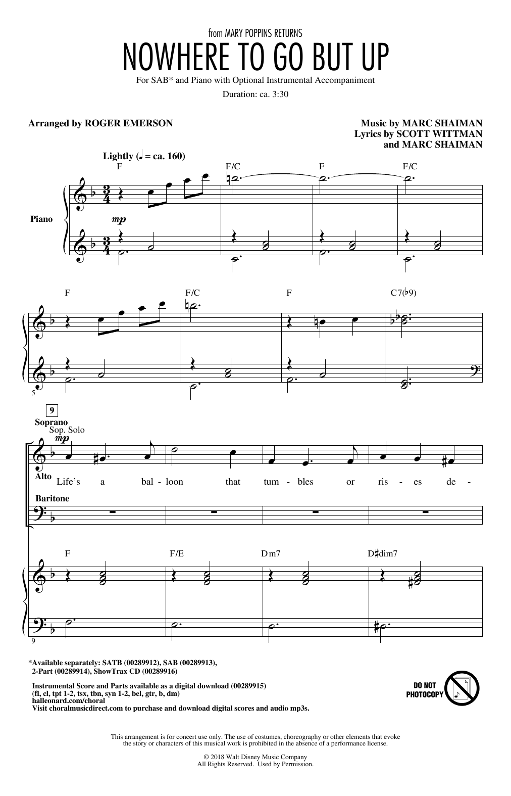 Angela Lansbury & Company Nowhere To Go But Up (from Mary Poppins Returns) (arr. Roger Emerson) Sheet Music Notes & Chords for SAB Choir - Download or Print PDF Angela Lansbury & Company Nowhere To Go But Up (from Mary Poppins Returns) (arr. Roger Emerson) Sheet Music Notes & Chords for SAB Choir - Download or Print PDF