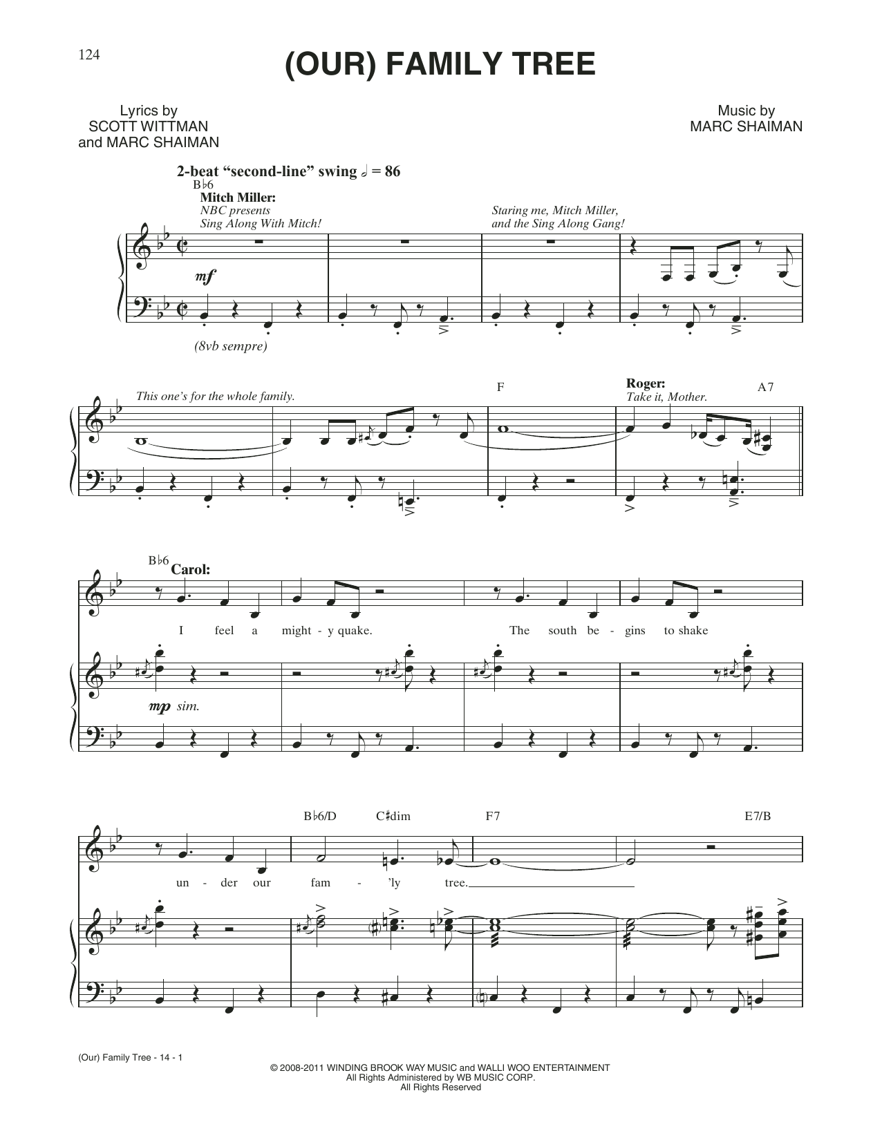 Marc Shaiman & Scott Wittman (Our) Family Tree (from Catch Me If You Can) Sheet Music Notes & Chords for Piano & Vocal - Download or Print PDF