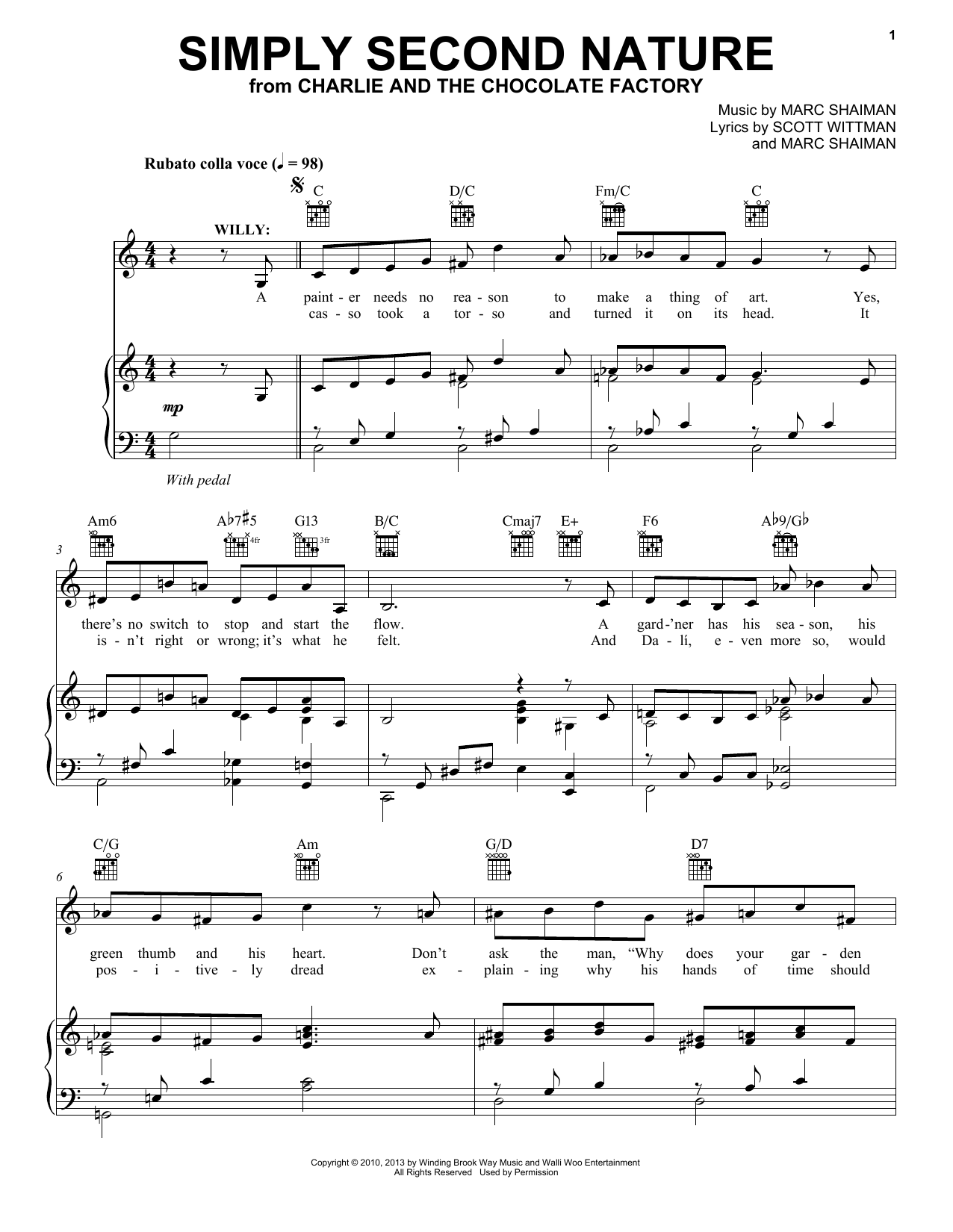 Marc Shaiman & Scott Wittman Simply Second Nature Sheet Music Notes & Chords for Piano, Vocal & Guitar (Right-Hand Melody) - Download or Print PDF