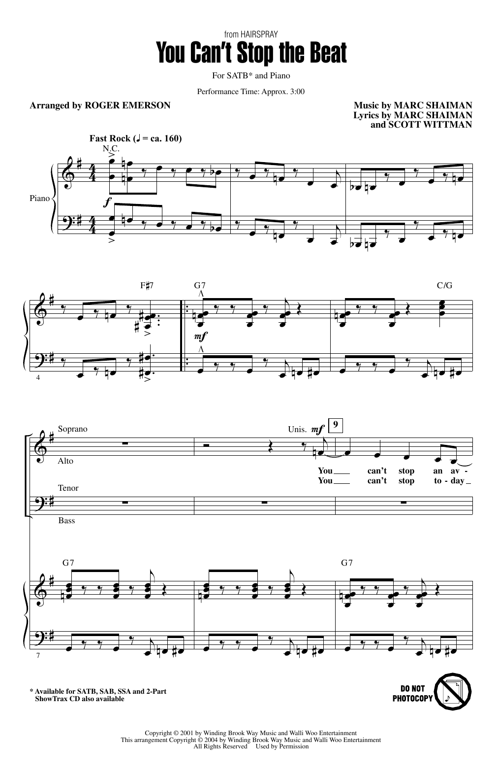 Marc Shaiman & Scott Wittman You Can't Stop The Beat (from Hairspray) (arr. Roger Emerson) Sheet Music Notes & Chords for SAB Choir - Download or Print PDF