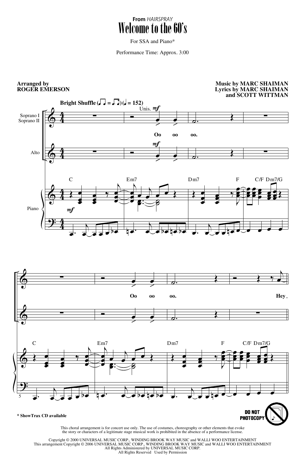 Marc Shaiman and Scott Wittman Welcome To The 60's (from Hairspray) (arr. Roger Emerson) Sheet Music Notes & Chords for SSA Choir - Download or Print PDF