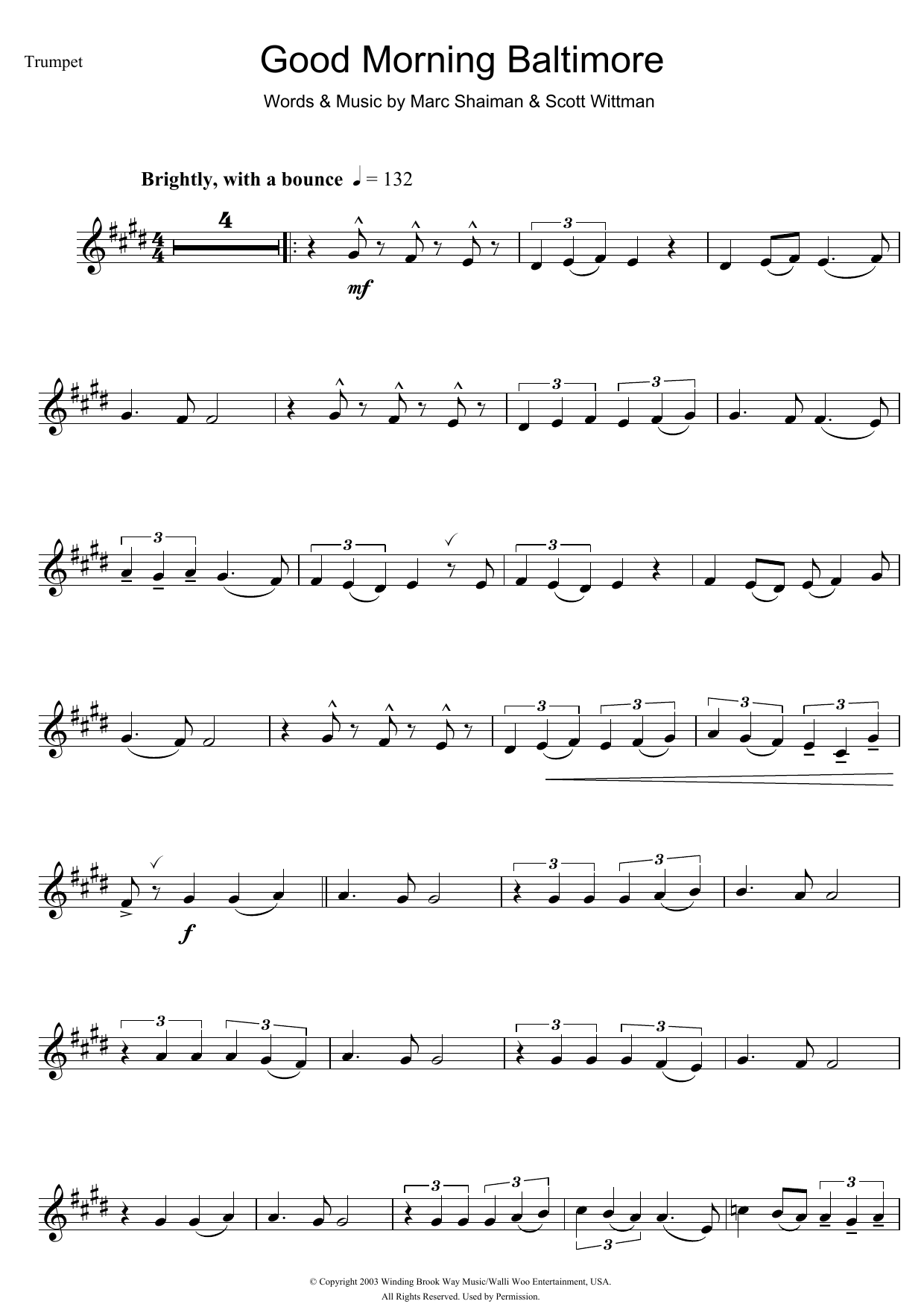 Marc Shaiman Good Morning Baltimore (from Hairspray) Sheet Music Notes & Chords for Clarinet - Download or Print PDF