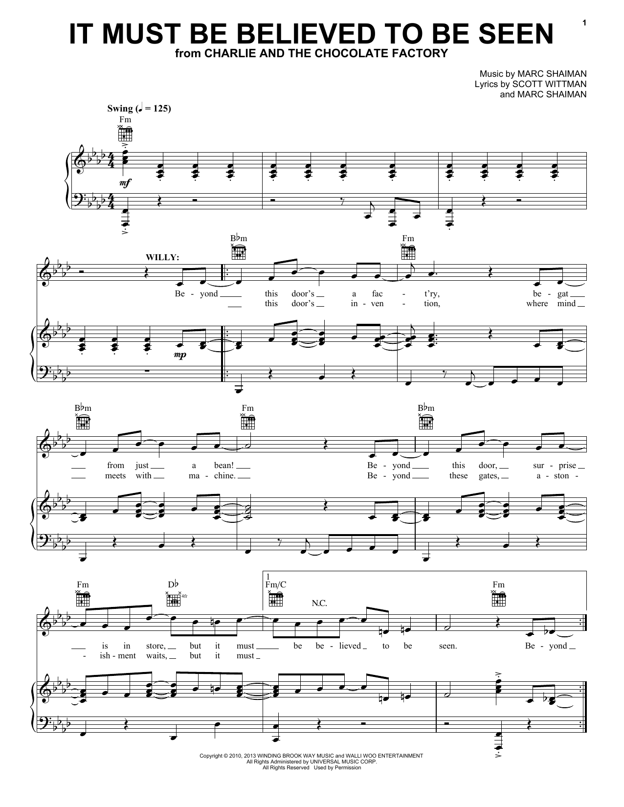 Marc Shaiman It Must Be Believed To Be Seen Sheet Music Notes & Chords for Piano & Vocal - Download or Print PDF