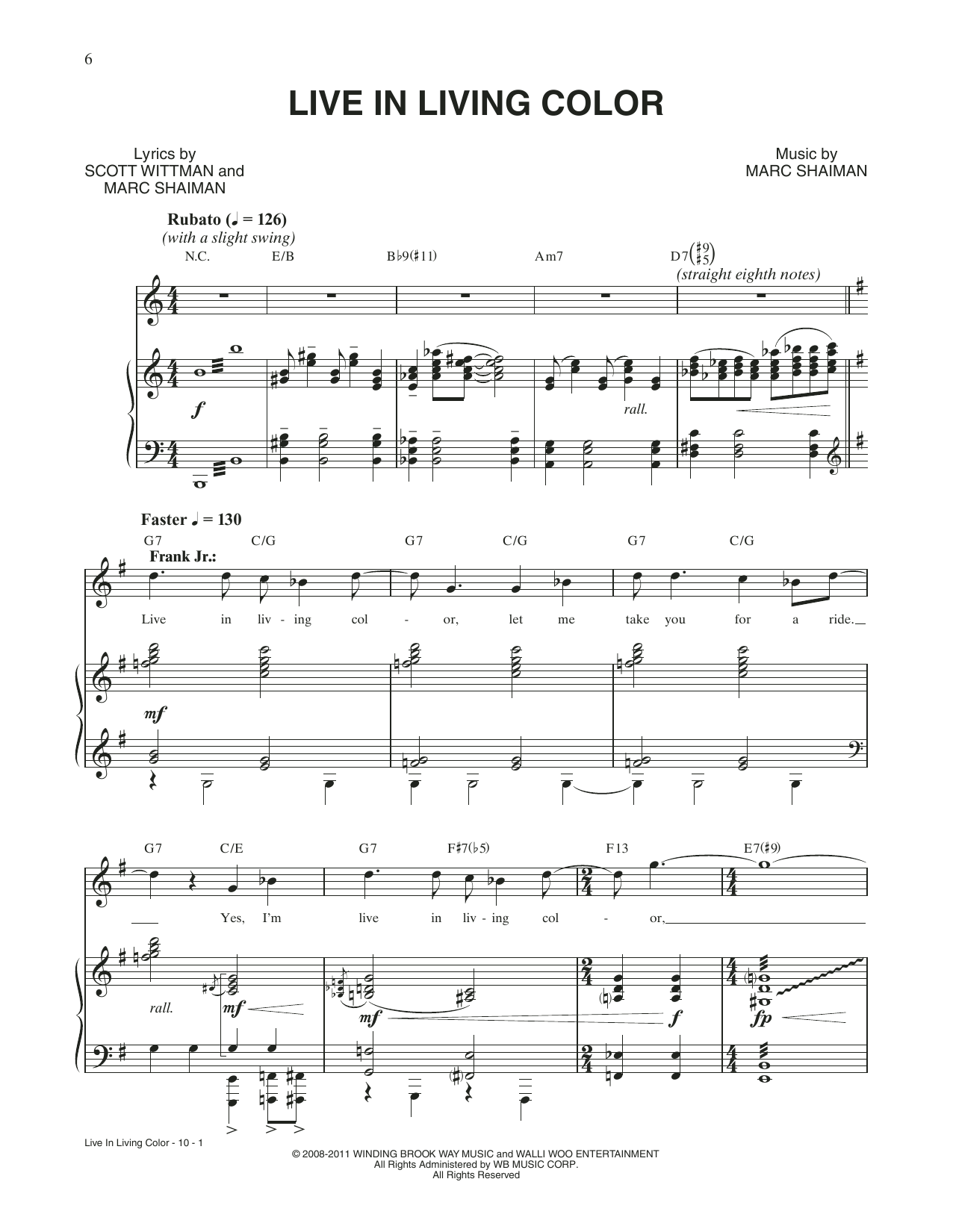Marc Shaiman Live In Living Color (from Catch Me If You Can) Sheet Music Notes & Chords for Piano & Vocal - Download or Print PDF Marc Shaiman Live In Living Color (from Catch Me If You Can) Sheet Music Notes & Chords for Piano & Vocal - Download or Print PDF