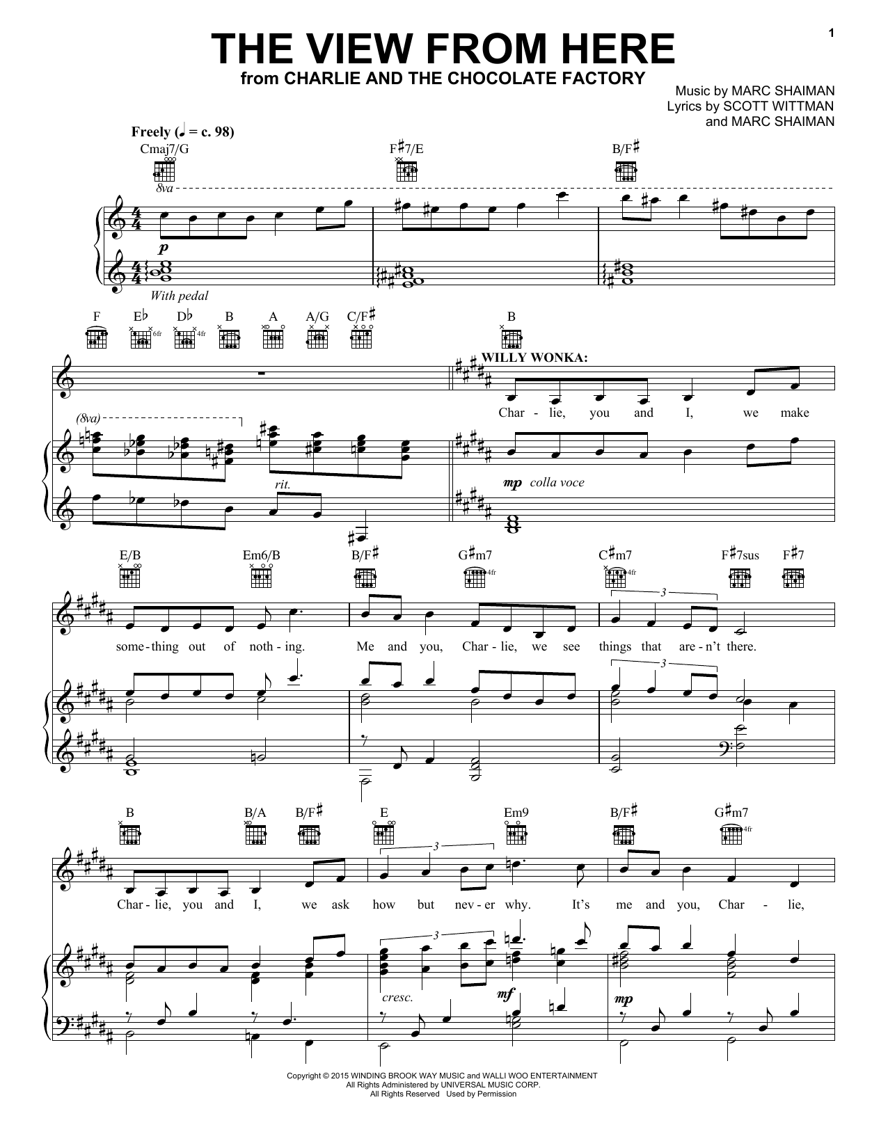 Marc Shaiman The View From Here Sheet Music Notes & Chords for Piano & Vocal - Download or Print PDF