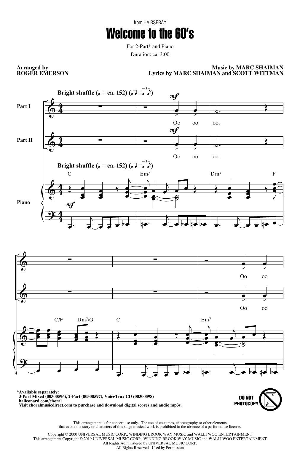 Marc Shaiman Welcome To The 60's (from Hairspray) (arr. Roger Emerson) Sheet Music Notes & Chords for 2-Part Choir - Download or Print PDF