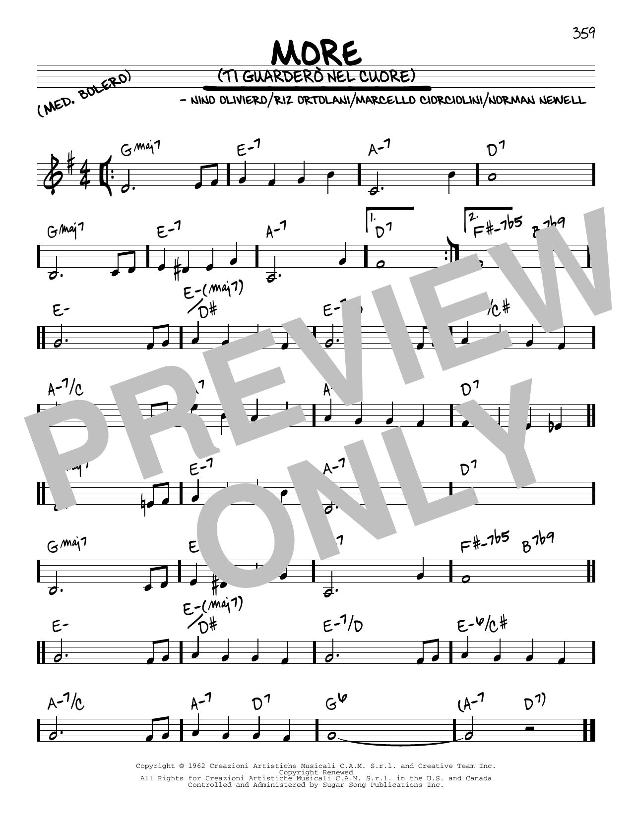 Marcello Ciorciolini More (Ti Guardero Nel Cuore) Sheet Music Notes & Chords for Real Book - Melody & Chords - C Instruments - Download or Print PDF