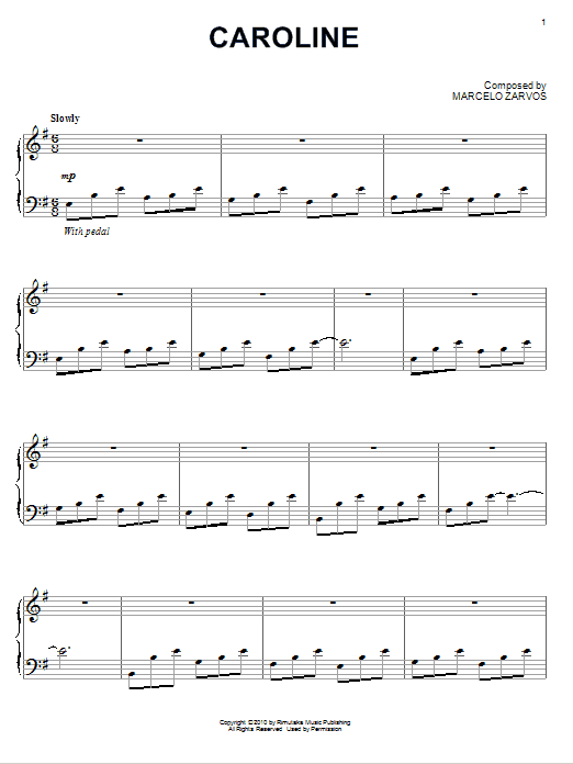 Marcelo Zarvos Caroline Sheet Music Notes & Chords for Piano - Download or Print PDF