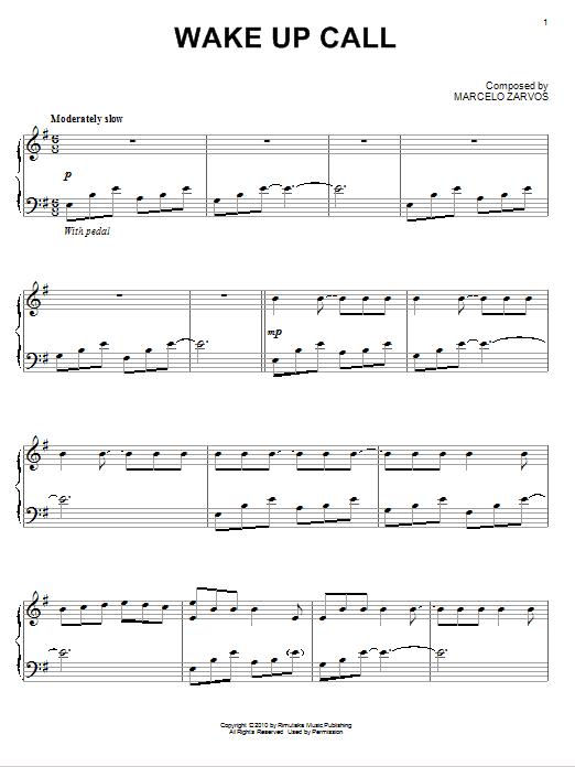 Marcelo Zarvos Wake Up Call Sheet Music Notes & Chords for Piano - Download or Print PDF