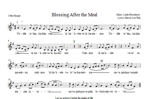 Marcia Lee Falk Blessing After the Meal Sheet Music Notes & Chords for 2-Part, 3-Part Mixed - Download or Print PDF