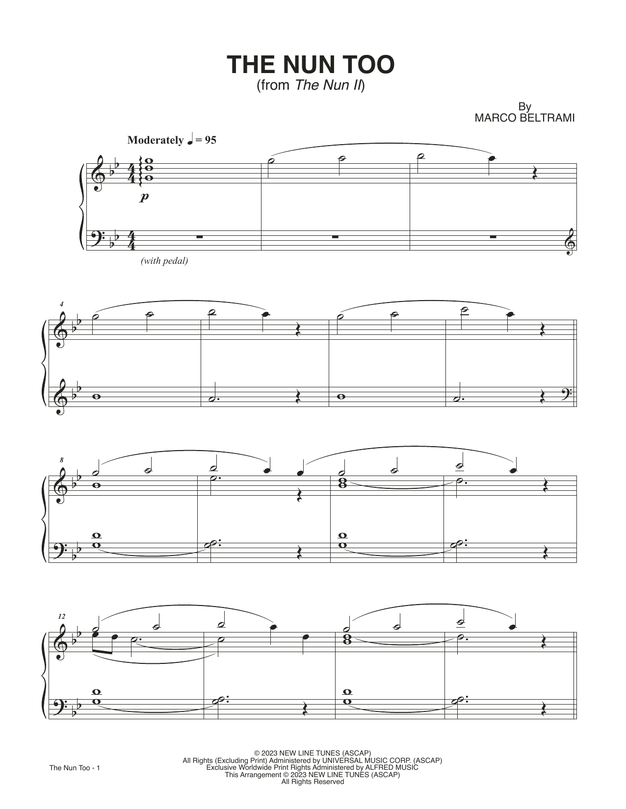 Marco Beltrami The Nun Too (from The Nun II) Sheet Music Notes & Chords for Piano Solo - Download or Print PDF
